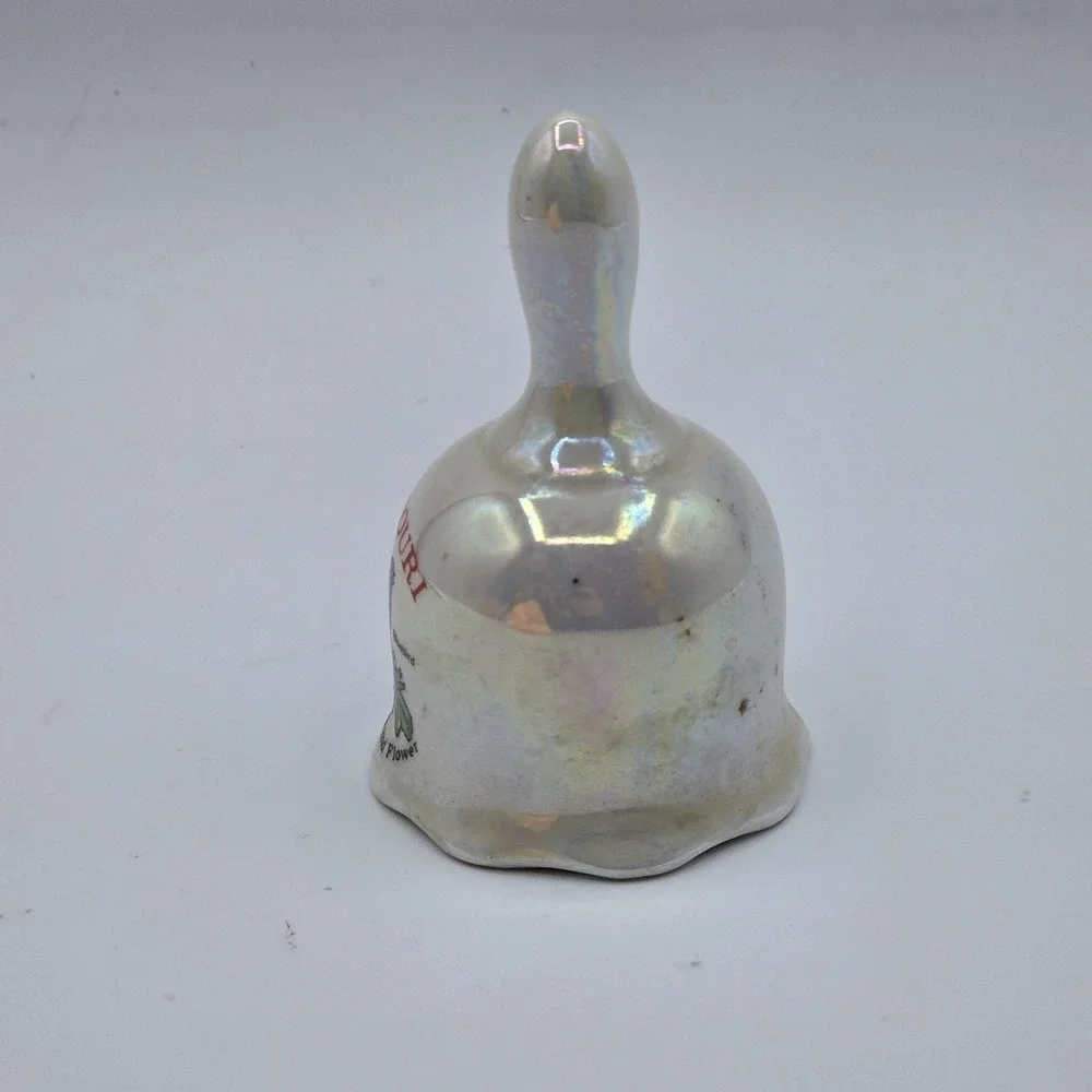 Missouri State Bird Bluebird Hawthorn Souvenir Iridescent Porcelain Ceramic Bell
